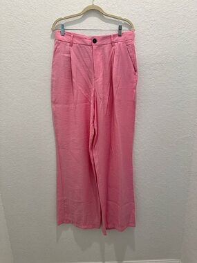 NWOT Pink High-Waist Wide Leg Trousers